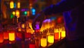 A mesmerizing array of luminous potions and concoctions fills the scene with vibrant hues and a touch of alchemy Royalty Free Stock Photo