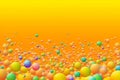 A mesmerizing array of multicolored bubbles overlapping on a vivid orange and yellow gradient Ai ganerated