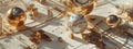 .A mesmerizing array of ornate timepieces, geometric forms, and luminous orbs coalesces