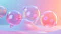 A mesmerizing array of translucent soap bubbles floats gracefully, capturing the ethereal interplay of light and soft pastel
