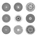 Mesmerizing black and white optical illusions in circular patterns Royalty Free Stock Photo