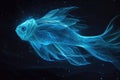 A mesmerizing blue fish floats gracefully in the tranquil water, showcasing the beauty of aquatic life, A luminous deep-sea fish Royalty Free Stock Photo