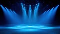 The mesmerizing blue lighting illuminating an empty stage for a performance. AI generated image Royalty Free Stock Photo