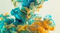 Mesmerizing Blue and Orange Ink Swirls in Water Abstract Royalty Free Stock Photo