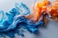 Mesmerizing Blue and Orange Ink Waves. Concept Creative Photography, Abstract Art, Color Contrast, Royalty Free Stock Photo
