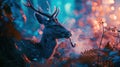 Serenade of the Enchanted, A Majestic Deer Enjoying a Mystical Pipe Dream Royalty Free Stock Photo