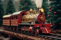 Mesmerizing Christmas red train. Generate Ai Royalty Free Stock Photo