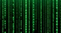 Green digital rain of binary code, falling numbers, technology abstract background Royalty Free Stock Photo