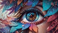 Mesmerizing close up shot a beautiful eye becomes an artistic masterpiece framed by colorful.