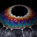 A mesmerizing close-up of a soap bubble, featuring an intense kaleidoscope of color Royalty Free Stock Photo