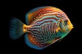 Mesmerizing Colorful Discus Fish in the Deep - Generative AI