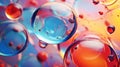 Mesmerizing colorful oil stains and vibrant bubbles as dynamic abstract background, close up view