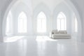 mesmerizing composition of a pristine all-white room inner view