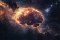 A mesmerizing cosmic brain crafted from stars, galaxies, and constellations floats in a deep space backdrop, inviting Royalty Free Stock Photo