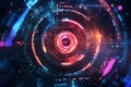 A mesmerizing cybernetic interface displaying AI-generated holographic security algorithms,