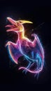 A mesmerizing 3D hologram design featuring a vibrant, neon-colored pterodactyl Royalty Free Stock Photo