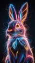 A mesmerizing 3D hologram image featuring a vibrant and artistic bunny.