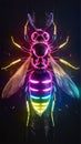 A mesmerizing 3D hologram laser exploded design featuring a vivid and artistic interpretation of a wasp