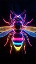 A mesmerizing 3D hologram laser exploded design featuring a vivid and artistic interpretation of a wasp