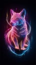 A mesmerizing 3D holographic design featuring a dingo illuminated by a dazzling array of neon colors