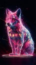A mesmerizing 3D holographic design featuring a dingo illuminated by a dazzling array of neon colors