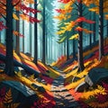 Mesmerizing 3D-Illustrated Fall Forest: A Visual Masterpiece Royalty Free Stock Photo