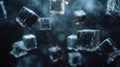 Floating Glass Cubes on Dark Abstract Background - 3D Render Looping Animation