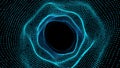 Dynamic abstract-tunnel with digital-particles creating a futuristic-vortex effect design. Royalty Free Stock Photo