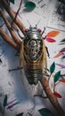 A mesmerizing 3D render of a futuristic, mechanical cicada Royalty Free Stock Photo