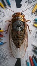 A mesmerizing 3D render of a futuristic, mechanical cicada Royalty Free Stock Photo