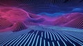 Futuristic Pink and Blue Neon Digital Terrain Grid Abstract Wireframe Background Royalty Free Stock Photo