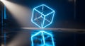 Abstract Glowing Cube with Reflection Royalty Free Stock Photo