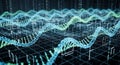 Digital DNA Helix Structure with Binary Code and Grid Overlay, Futuristic Science Royalty Free Stock Photo