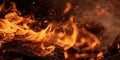 The mesmerizing dance of flames and sparks illuminating the darkness. AI generated image Royalty Free Stock Photo