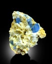Mesmerizing Deep blue celestine celestite with calcite matrix specimen from afghanistan Royalty Free Stock Photo
