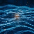 Mesmerizing deep blue digital landscape evokes interconnected cosmic web