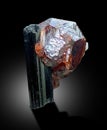 Mesmerizing Deep Red Spessertine Garnet with Schorl black tourmaline specimen form skardu Pakistan