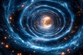 Futuristic Vortex Tunnel with Glowing Particles for Sci-Fi and Abstract Design Generative AI