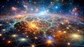 A mesmerizing depiction of the interconnectedness of the universe where celestial threads weave a vibrant tapestry of AI