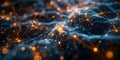 A mesmerizing depiction of neural network connections firing in the brain. Concept Neural Networks,