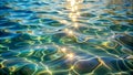 A mesmerizing depiction of the surface of a transparent ocean where light plays with the gentle waves creating a sur Generative