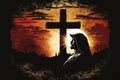 Redemption at Dawn: A Digital Art Illustration of the Resurrected Jesus Christ and the Holy Cross