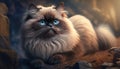 Captivating Digital Painting of a Cute and Elegant Himalayan Cat