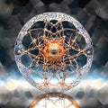 Futuristic Abstract Mandala with Glowing Central Orb