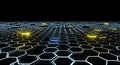 Futuristic hexagonal grid with glowing elements perspective digital art Royalty Free Stock Photo