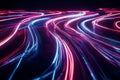 A mesmerizing digital artwork of swirling neon light trails forming intricate, fluid patterns