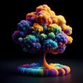 A rainbow colour design tree with background black.