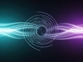 A mesmerizing digital illustration of a futuristic energy wave with binary code Royalty Free Stock Photo