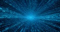 A mesmerizing digital tunnel of binary code and data streams in deep space Royalty Free Stock Photo