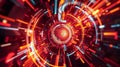 Abstract Digital Tunnel. Journey into the Virtual World. AI generated